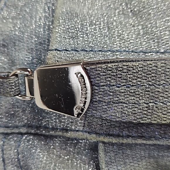 B MAKOWSKY BLUE WITH SILVER SHIMMER HANDBAG PURSE - Picture 2 of 11